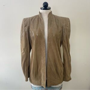 Rare 80s Vintage Steven Shatz Suede Leather & Snakeskin Jacket Dramatic S